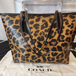 Coach Brown and Black Leopard Print Tote